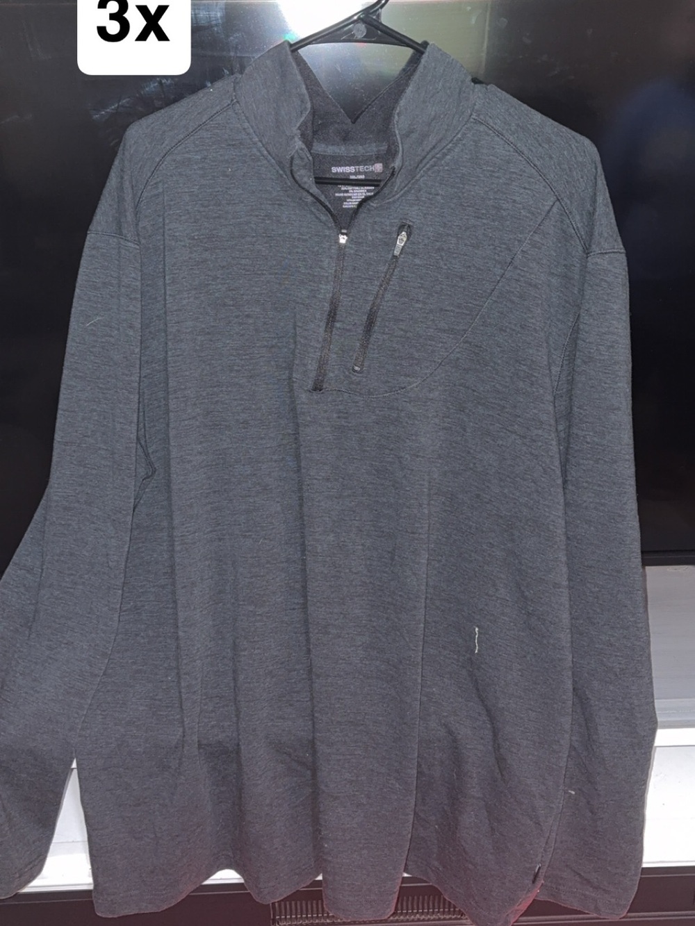 Swiss Tech Men's Zip-Up Mock Neck Sweater - Charcoal